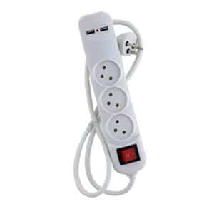 רב שקע 3 עד 1מ'+מפסק+2.1A 2XUSB - XS-XBK31U
