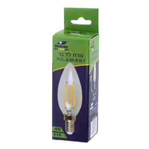 זוג נורות לד נר פילמנט WW E14 4W מקט - SE-FILCC414/WW