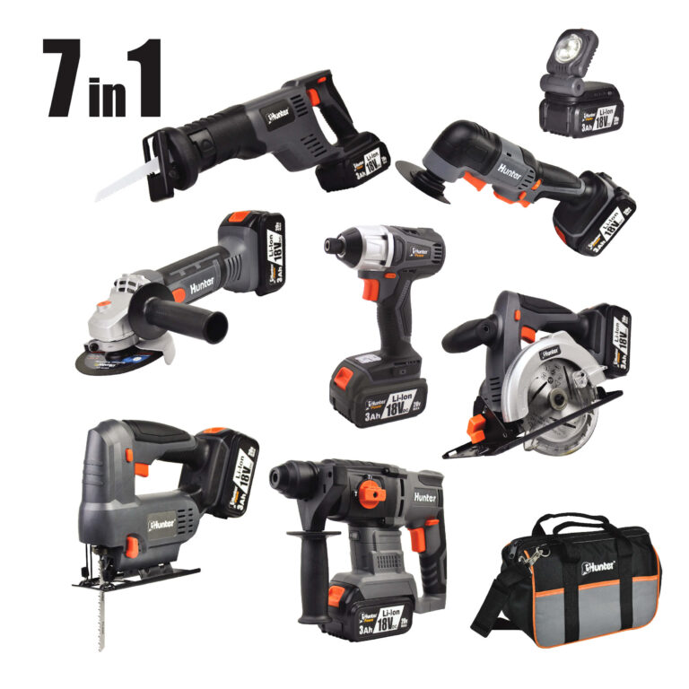 סט 7 כלים נטענים 3Ah 18V מקט : 102700-007 HUNTER