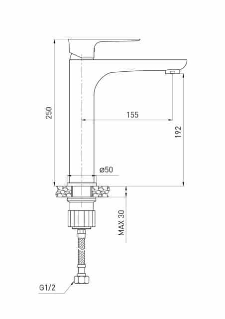 ברז פרח שחור /כרום בינוני ALCA B&W מקט : 9400BW-1