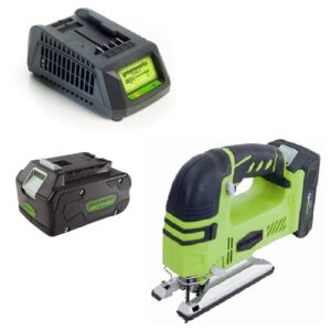 מסור אנכי ג’יקסו 24V נטען+סוללה 4.0Ah+מטען greenworks-99502/3