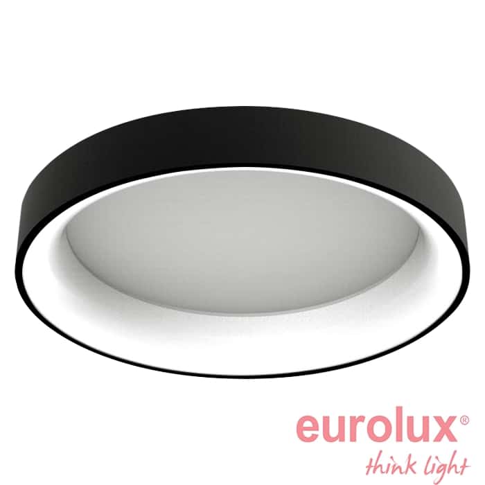 צמוד תקרה/קיר עגול סדרת טורוס גוף שחור קוטר 60W 2900K IP20 600MM