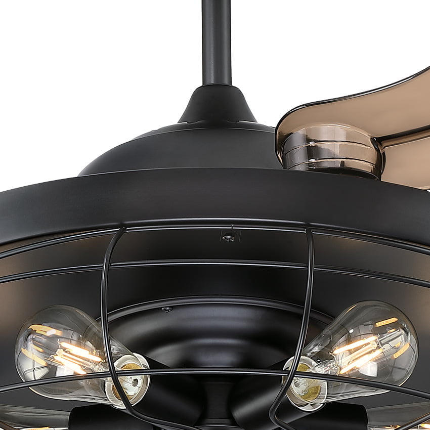 מאוורר תקרה ווסטינגהאוס 42″ דגם DUNLIN שחור עם כנפיים מתקפלות שקופות | תאורה 5X E27 | עיצוב רטרו ייחודי