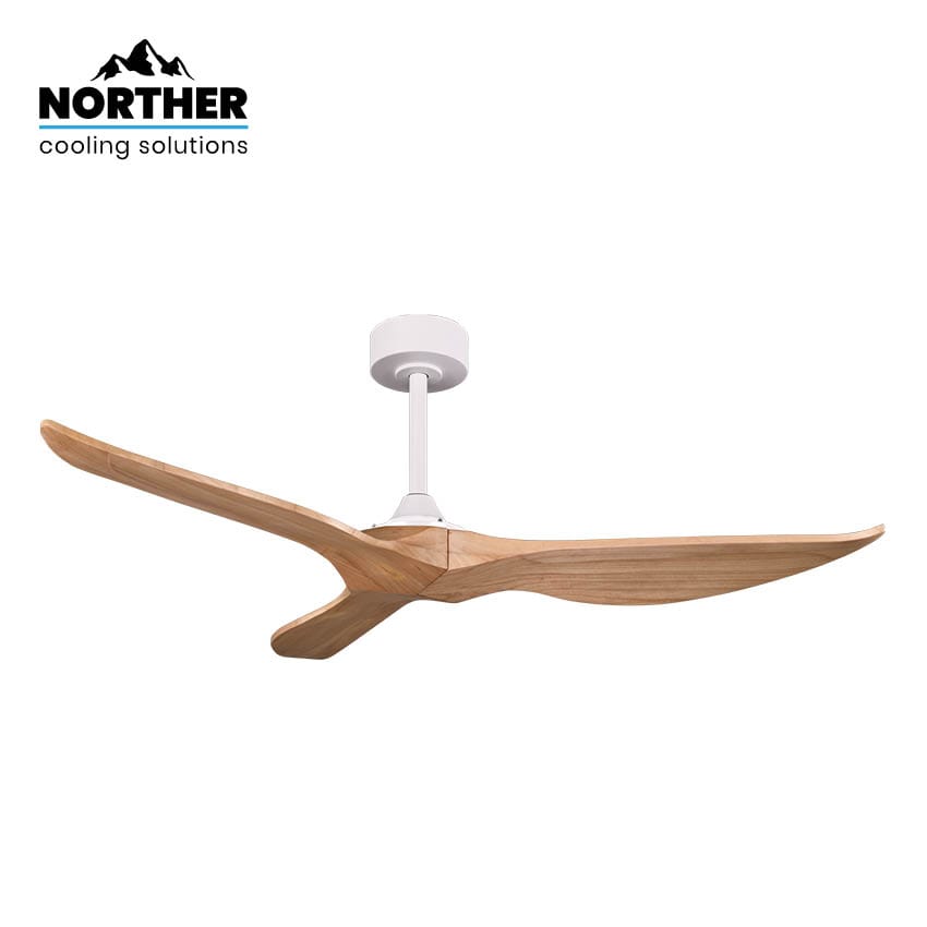 Norther מאוורר תקרה 52″ דגם TRINITY | מנוע DC שקט | שלט | כנפיים מעץ מלא טבעי - פטיש ומסמר