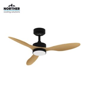 Norther מאוורר תקרה 42 אינץ' דגם VERMONT שחור/עץ | מנוע DC שקט | תאורת LED 24W - פטיש ומסמר