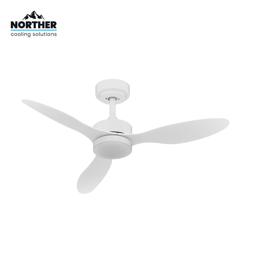 Norther מאוורר תקרה 42 אינץ' דגם VERMONT לבן/עץ | מנוע DC שקט | תאורת LED | שליטה חכמה WiFi (העתק) - פטיש ומסמר