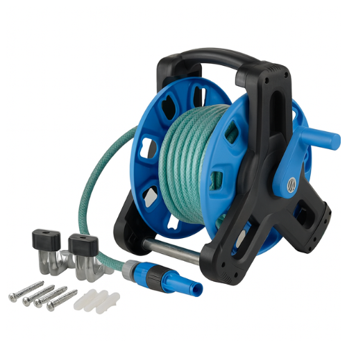 גלגלת השקיה צינור 15 מטר + אביזרים - פטיש ומסמר