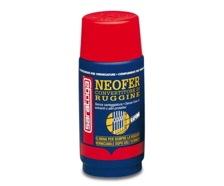 בקבוק ממיר חלודה SARATOGA NEOFER דגם FAST RUST CONVERTER 250 מ"ל - נוזל מתקדם החודר בין חלקיקי החלודה והופך אותם לשכבה בלתי פעילה ויציבה לצביעה