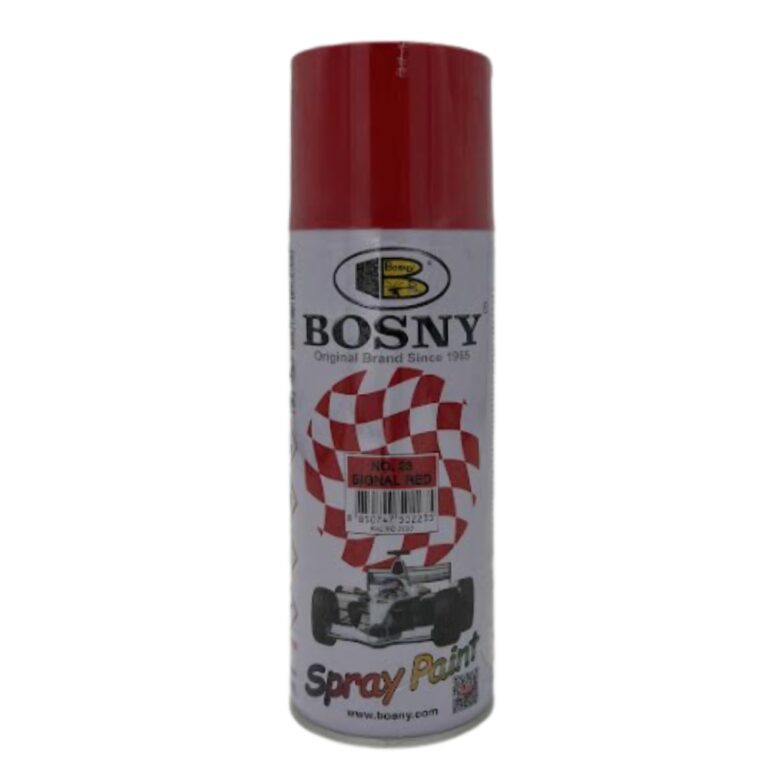 ספריי צבע אדום BOSNY B100 דגם 8850747502235 - צבע אקריל איכותי 400 מ"ל עם ייבוש מהיר וברק גבוה, מתאים לצביעת מתכת עץ ופלסטיק