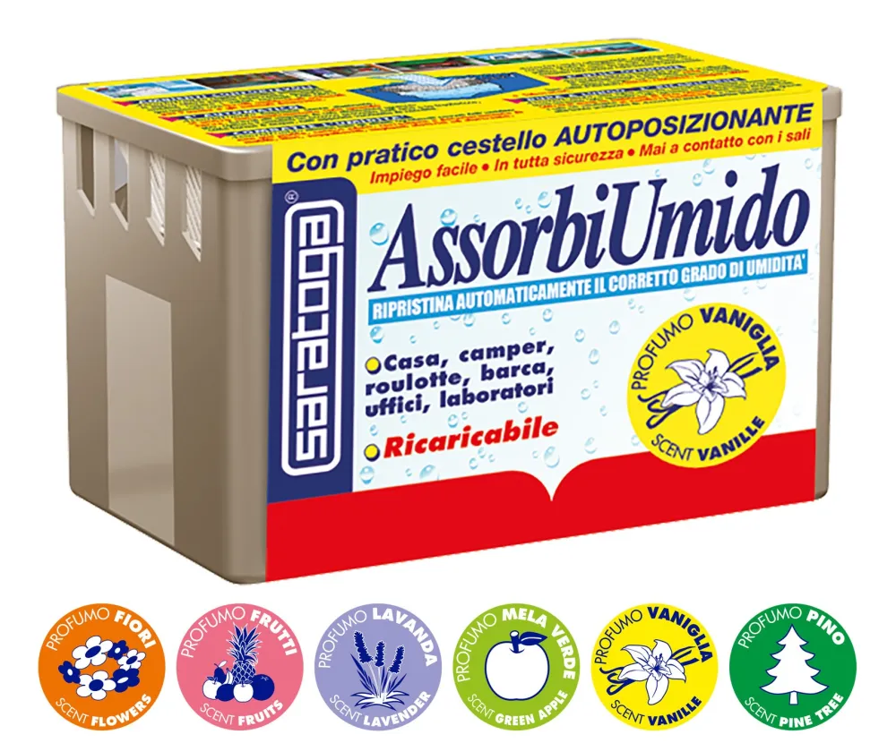 אריזת מילוי Saratoga AssorbiUmido דגם 93.612.001 כולל 3 שקיות 450 גרם - מילוי מקורי למכשיר סופח לחות עם פתיתי גביש לבנים ללא ריח וחומרים נדיפים