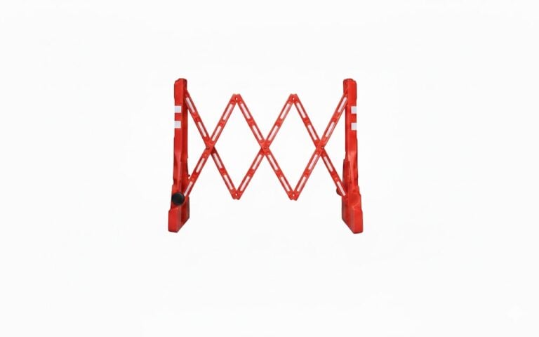 מחסום מתקפל מפלסטיק אדום באורך 2.2 מטר - פטיש ומסמר