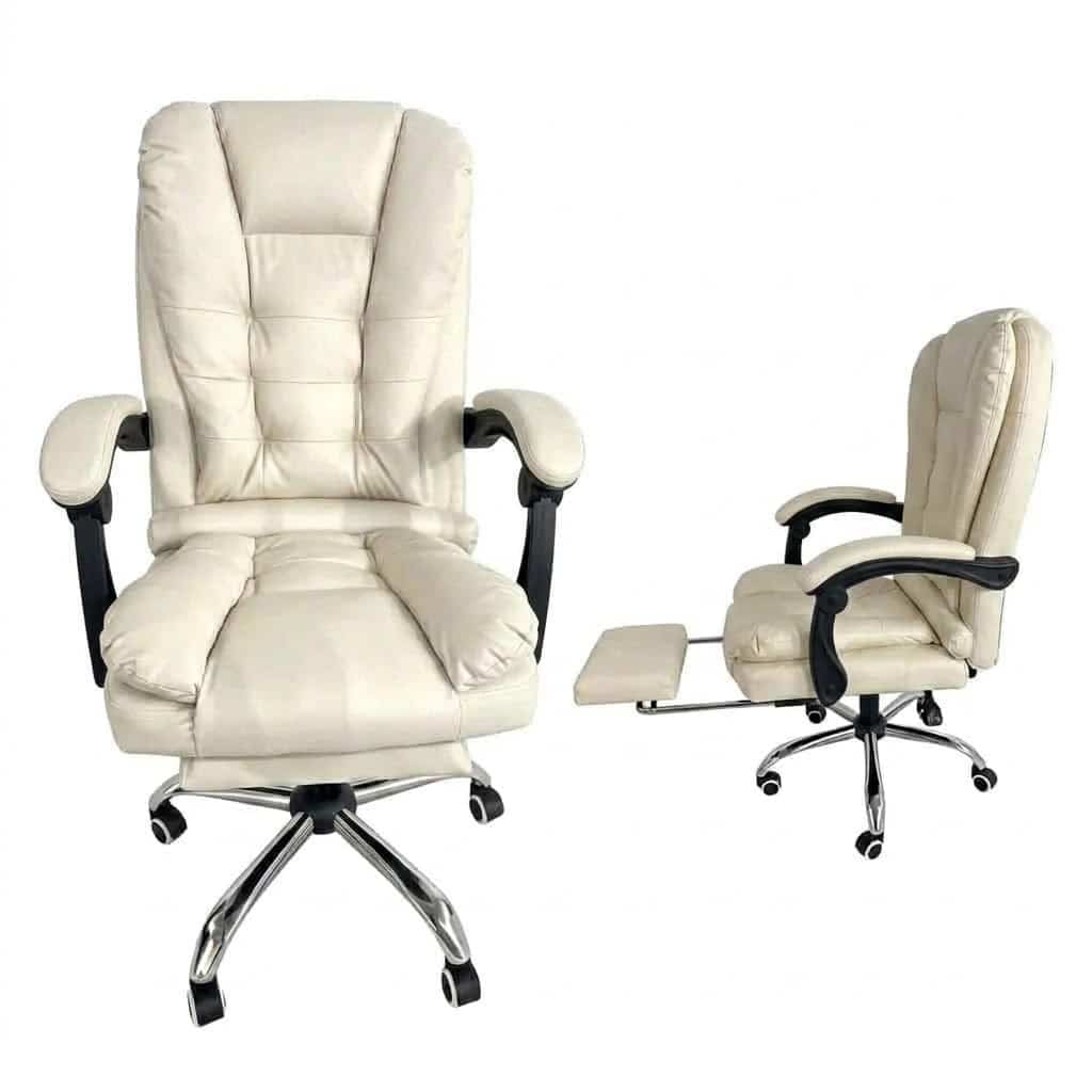 כיסא מנהלים אורטופדי דגם קינג בצבע קרם מבית Cobra כולל הדום נשלף - פטיש ומסמר