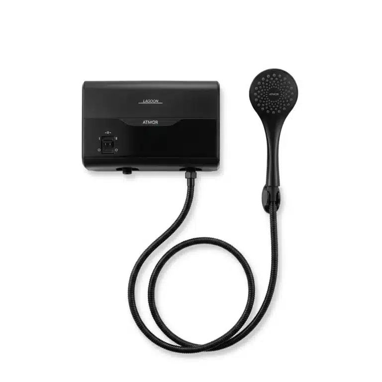 מחמם מים מיידי למקלחת Atmor דגם Lagoon בהספק 5.5kW בצבע שחור – כולל סט אביזרים - פטיש ומסמר