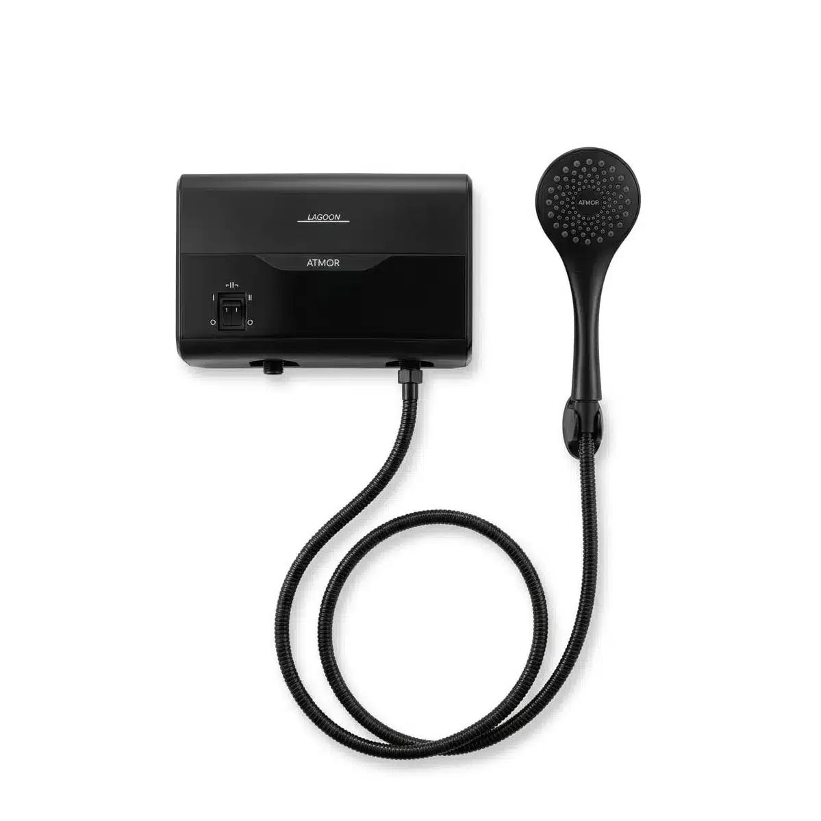 מחמם מים מיידי למקלחת Atmor דגם Lagoon בהספק 5.5kW בצבע שחור – כולל סט אביזרים - פטיש ומסמר