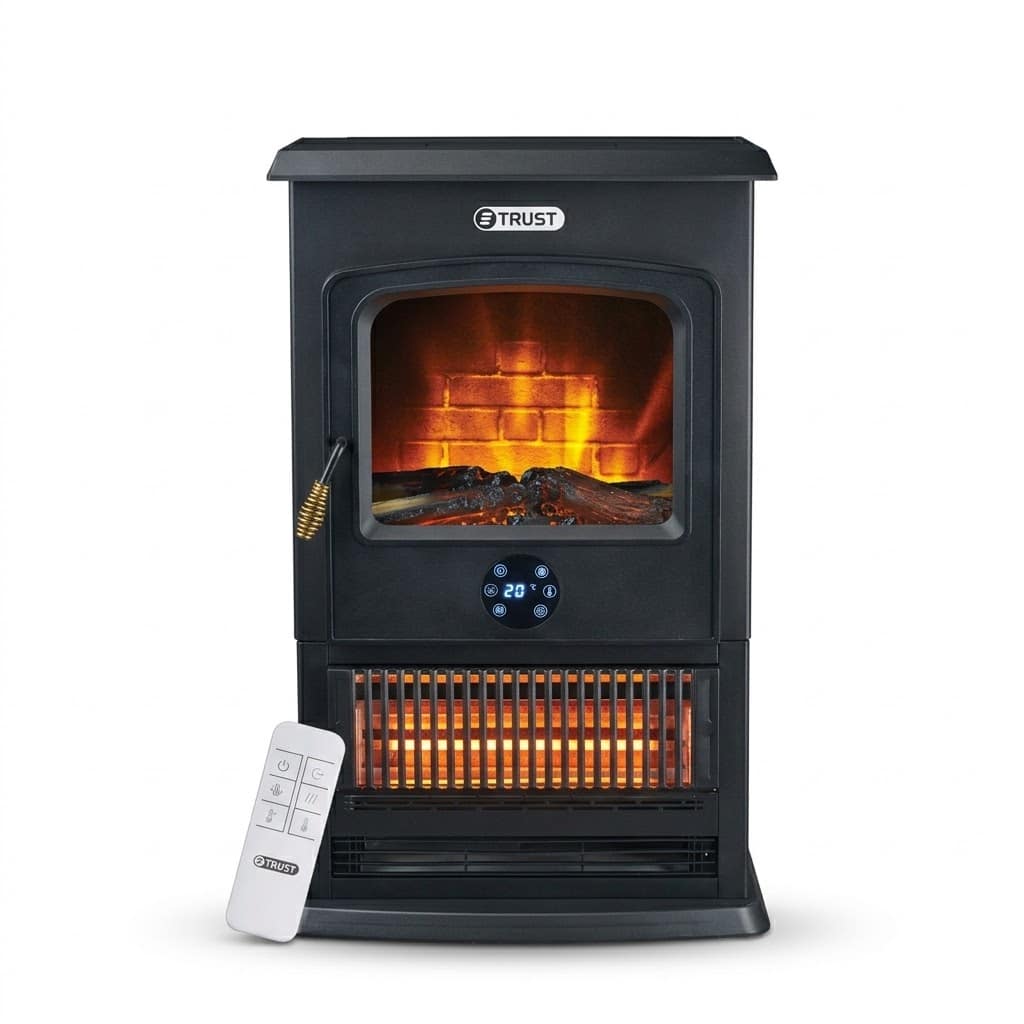 קמין חימום חשמלי דיגיטלי TRUST דגם Flamefire Luxe Heater מק"ט 235-24100 בהספק 1800W - פטיש ומסמר