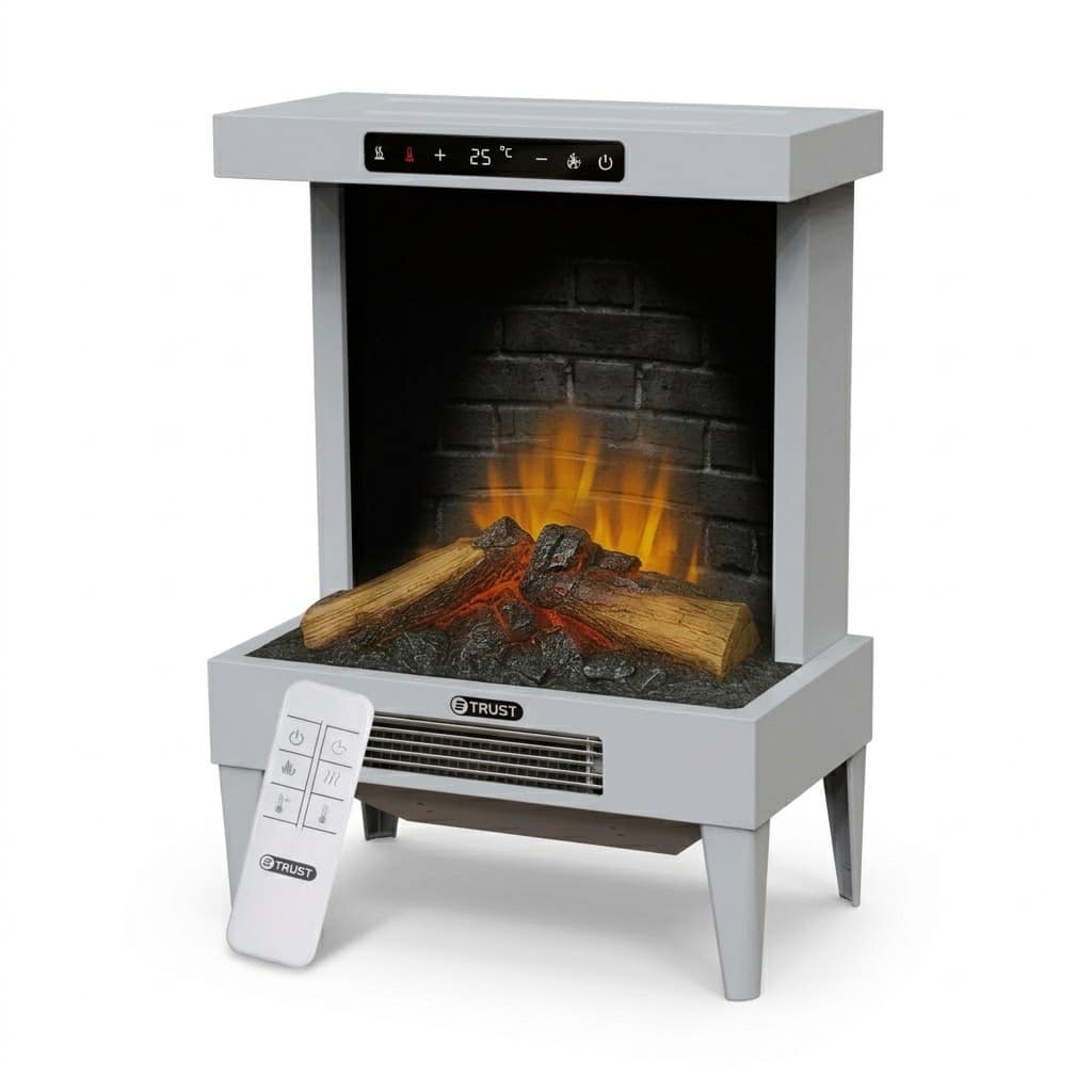 קמין חימום חשמלי דיגיטלי TRUST דגם Flameglow Electric Heater מק"ט 235-24105 בהספק 1800W - פטיש ומסמר